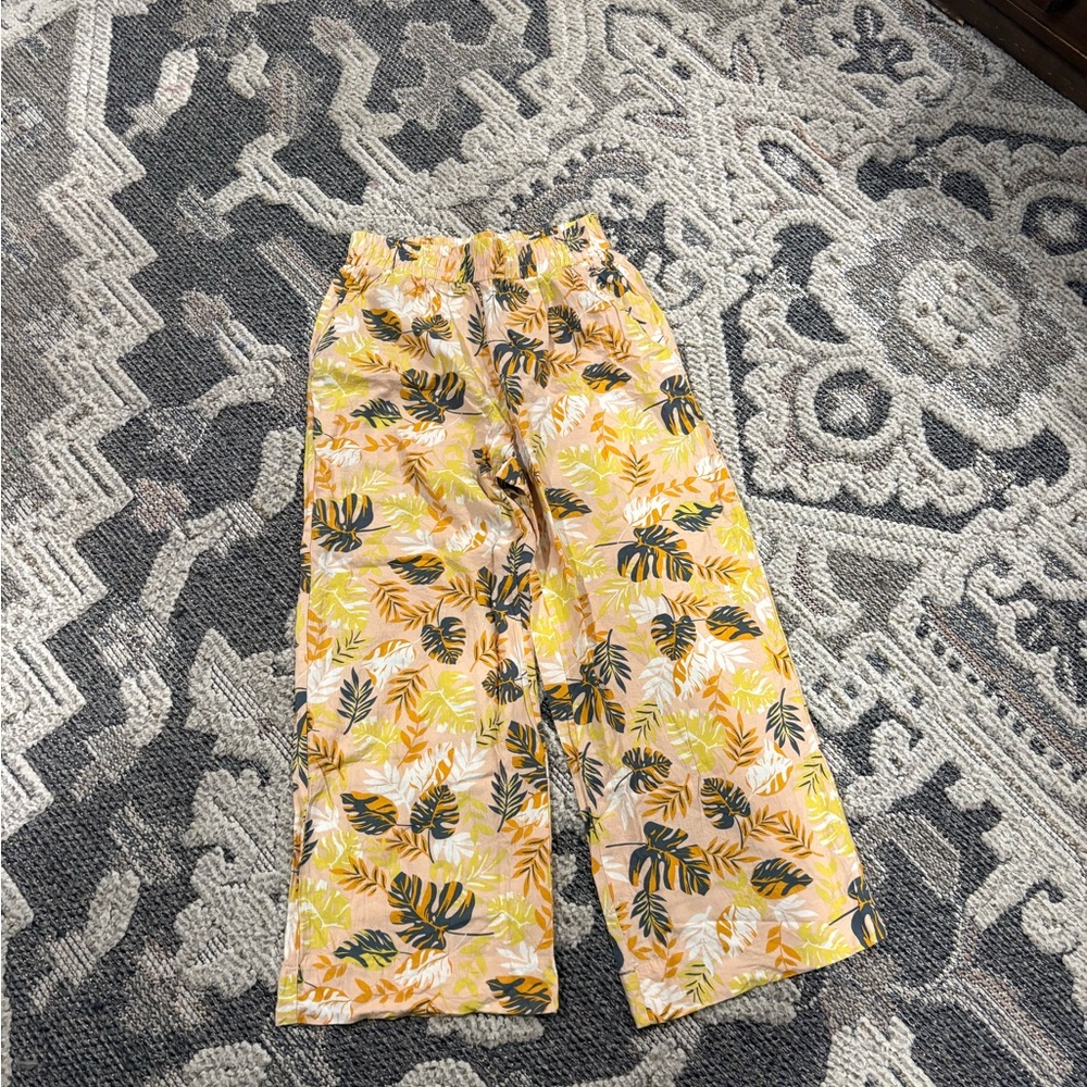 Nicole Miller floral Bottoms - Yellow and Black Leaf Print